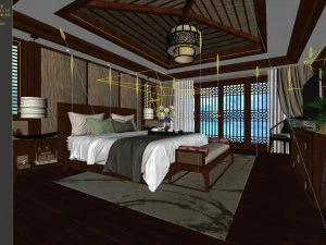 stylish bedroom complete 90 3D Model