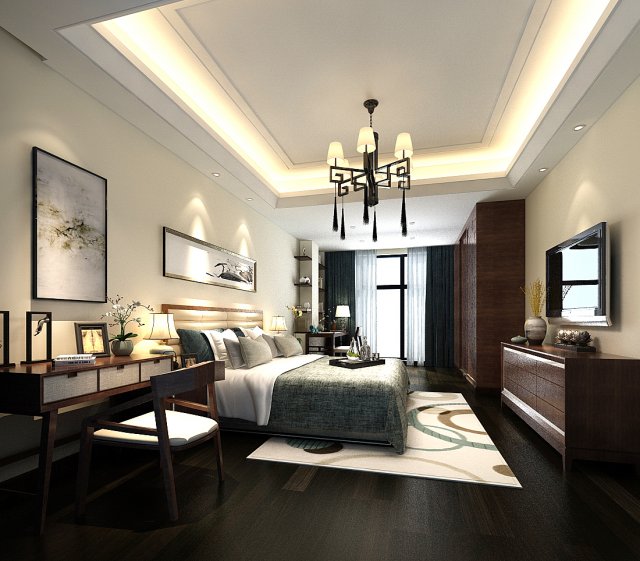 stylish bedroom complete 91 3D Model .c4d .max .obj .3ds .fbx .stl .blend 