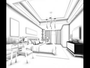 stylish bedroom complete 91 3D Model