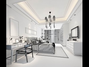 stylish bedroom complete 91 3D Model