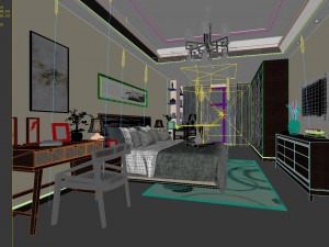 stylish bedroom complete 91 3D Model