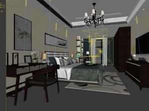 stylish bedroom complete 91 3D Model