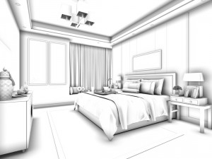 stylish bedroom complete 92 Model 3D