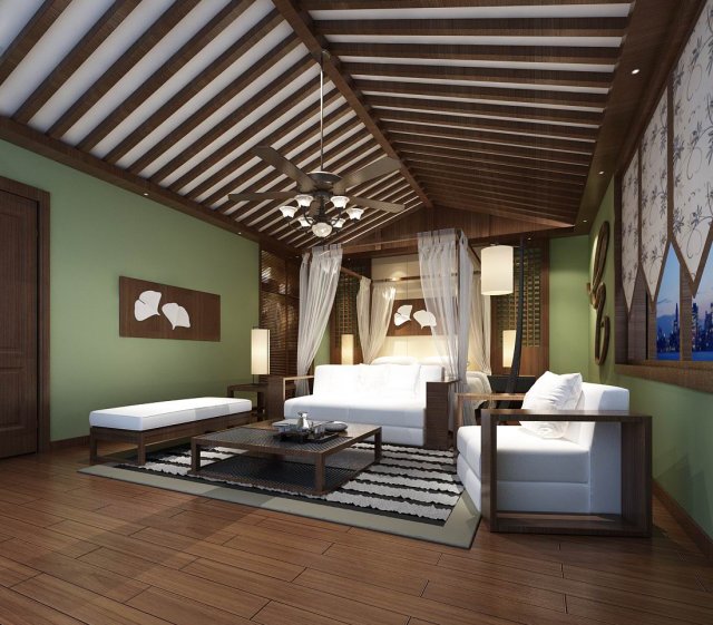 stylish bedroom complete 93 Modelo 3D .c4d .max .obj .3ds .fbx .stl .blend