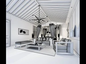 stylish bedroom complete 93 3D Model
