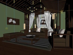 stylish bedroom complete 93 3D Model