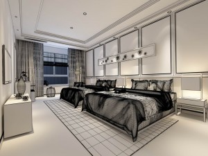 stylish bedroom complete 94 3D मॉडल