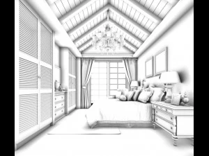 stylish bedroom complete 95 3D Model