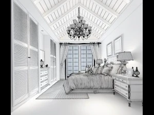 stylish bedroom complete 95 3D Model