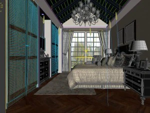 stylish bedroom complete 95 3D Model