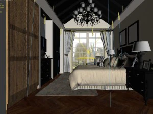stylish bedroom complete 95 3D Model