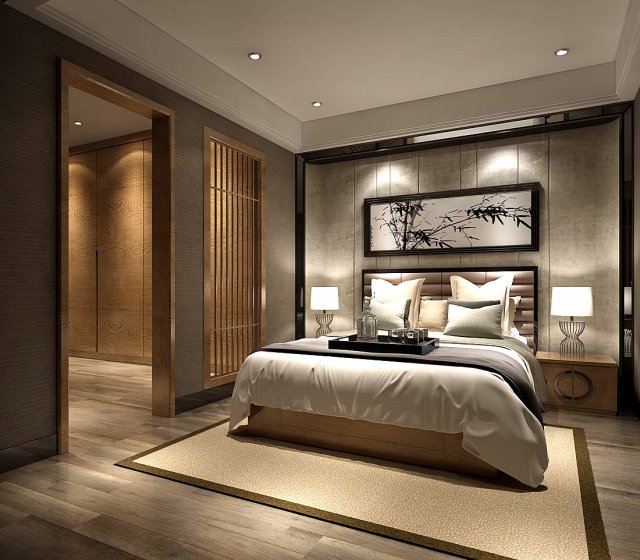 stylish bedroom complete 96 3D Модель .c4d .max .obj .3ds .fbx .stl .blend 