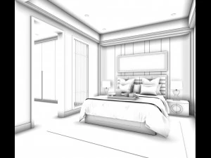 stylish bedroom complete 96 3D Model