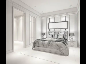 stylish bedroom complete 96 3D Model