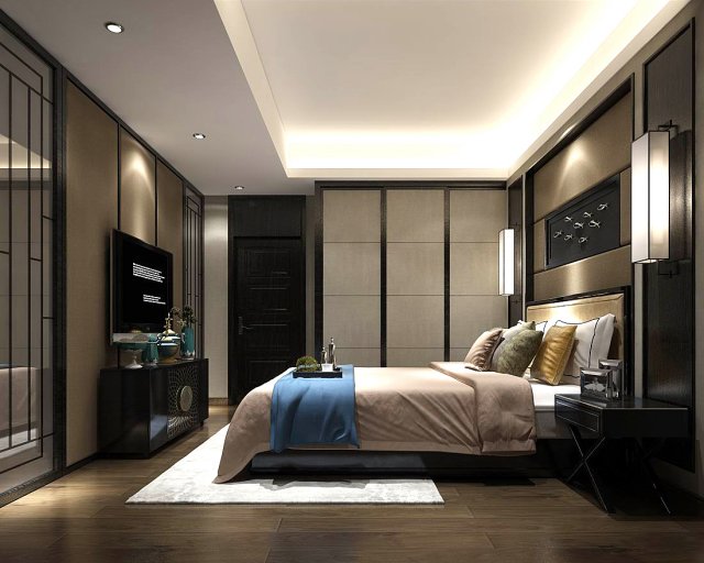 stylish bedroom complete 97 3D Модель .c4d .max .obj .3ds .fbx .stl .blend 