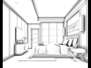 stylish bedroom complete 97 3D Model