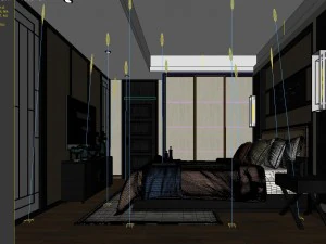 stylish bedroom complete 97 3D Model