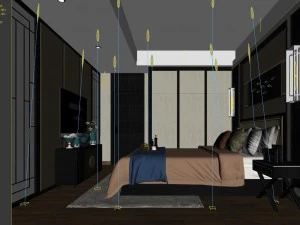 stylish bedroom complete 97 3D Model