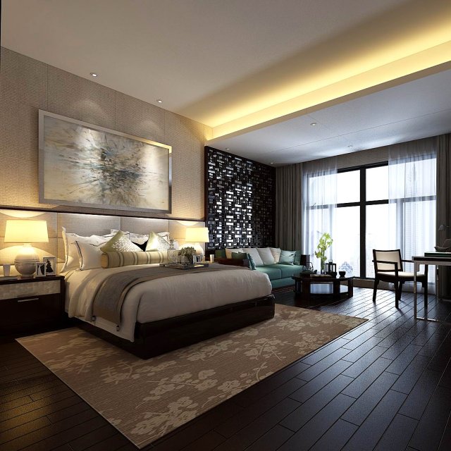 stylish bedroom complete 98 Modelo 3D .c4d .max .obj .3ds .fbx .stl .blend 