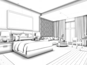 stylish bedroom complete 98 3D Model