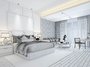 stylish bedroom complete 98 3D Model