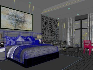 stylish bedroom complete 98 3D Model