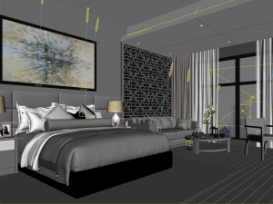 stylish bedroom complete 98 Modelo 3D
