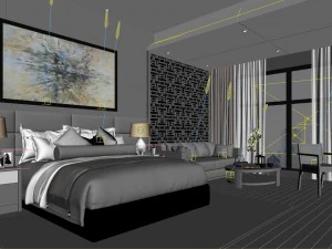 stylish bedroom complete 98 3D Model