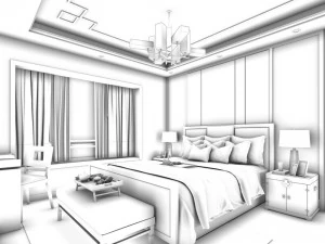 stylish bedroom complete 99 3D Model