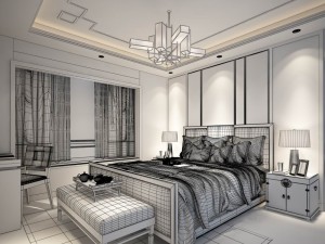 stylish bedroom complete 99 Modello 3D