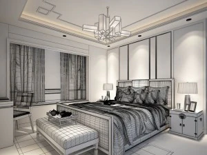 stylish bedroom complete 99 3D Model