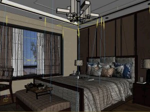 stylish bedroom complete 99 3D Model