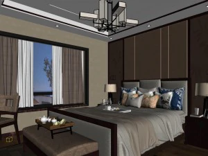 stylish bedroom complete 99 3D Model
