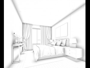 stylish bedroom complete 100 3D Model