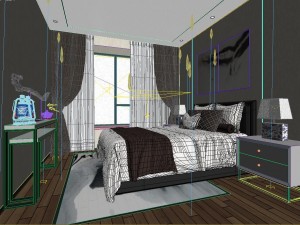 stylish bedroom complete 100 3D Model