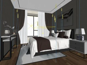stylish bedroom complete 100 3D Model