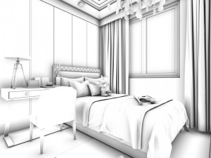 stylish bedroom complete 101 3D Model