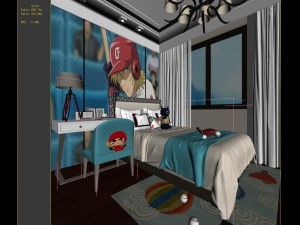 stylish bedroom complete 101 3D Model