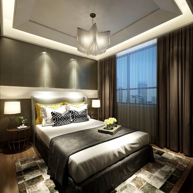 stylish bedroom complete 102 Modelo 3D .c4d .max .obj .3ds .fbx .stl .blend
