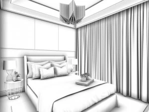 stylish bedroom complete 102 3D Model