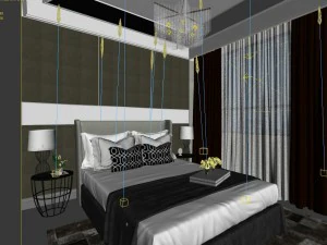 stylish bedroom complete 102 3D Model
