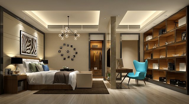 stylish bedroom complete 103 3D Model .c4d .max .obj .3ds .fbx .stl .blend 