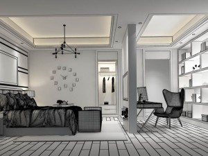 stylish bedroom complete 103 3D Model
