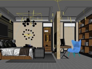 stylish bedroom complete 103 3D Model