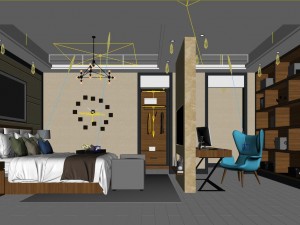 stylish bedroom complete 103 3D Model