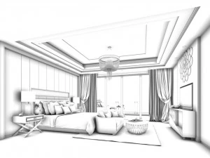 stylish bedroom complete 104 3D Model
