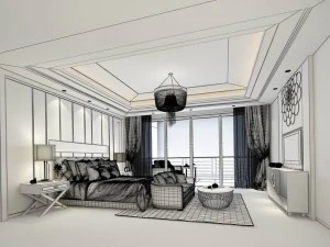 stylish bedroom complete 104 3D Model