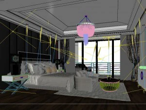 stylish bedroom complete 104 3D Model
