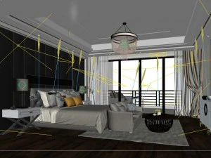 stylish bedroom complete 104 3D Model