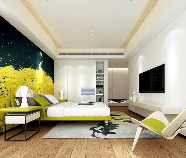 stylish bedroom complete 105 3D Модель .c4d .max .obj .3ds .fbx .stl .blend 